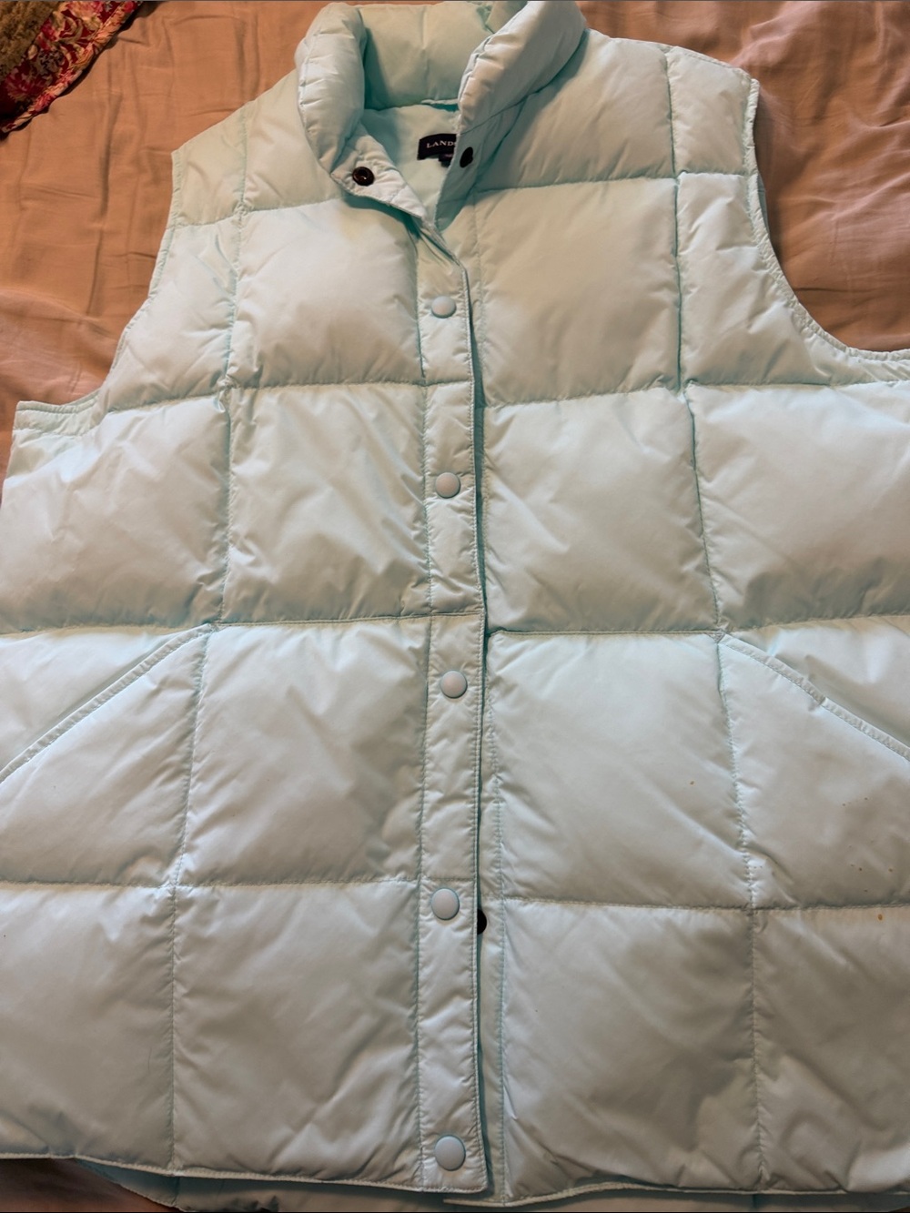 Lands' End Light Mint Green Quilted Puffer Vest